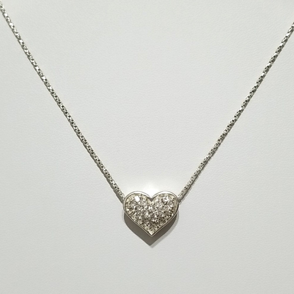 Sterling Silver CZ Heart Necklace